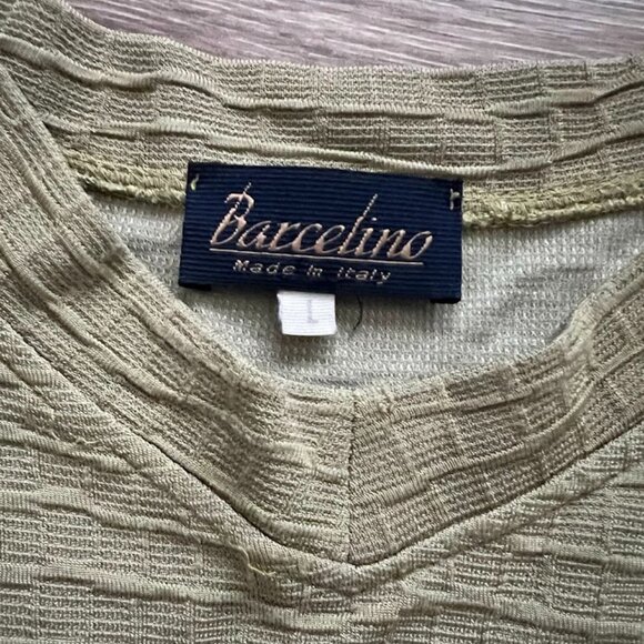 Vintage Barcelino Italy Textured Long Sleeve V-Neck Shirt Size Large - Picture 8 of 11